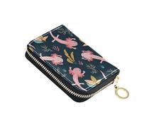NCRJCZQL RFID Credit Card Holder Wallets Accordion for Women Leather Zipper Card Case Accordion Wallet for Ladies Girls, Axolotl, Art Print