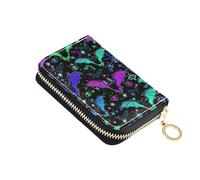 NCRJCZQL RFID Credit Card Holder Wallets Accordion for Women Leather Zipper Card Case Accordion Wallet for Ladies Girls, Bat Magic, Art Print