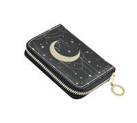 NCRJCZQL RFID Credit Card Holder Wallets Accordion for Women Leather Zipper Card Case Accordion Wallet for Ladies Girls, Moon, Art Print