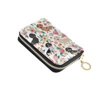 NCRJCZQL RFID Credit Card Holder Wallets Accordion for Women Leather Zipper Card Case Accordion Wallet for Ladies Girls, Dachshund, Art Print