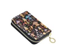 NCRJCZQL RFID Credit Card Holder Wallets Accordion for Women Leather Zipper Card Case Accordion Wallet for Ladies Girls, Mushroom, Art Print
