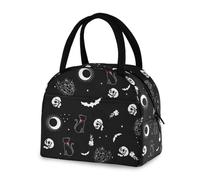 NCRJCZQL Skull Cat Moon Gothic insulated Lunch Bag Travel Picnic Durable Bags Shopping Box for Women Office Work School Picnic Hiking