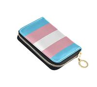 NCRJCZQL Transgender Pride Flag RFID Credit Card Holder Wallets Accordion for Women Leather Zipper Card Case Accordion Wallet for Ladies Girls, Transgender Pride Flag, Art Print