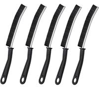 NCS35® BLACK 5-Pack Crevice Cleaning Brushes - Stiff Bristle Gap Scrubbers for Tile Grout, Window Tracks, Sink Edges & Narrow Spaces - Durable Plastic Handle - Ideal for Home & Kitchen