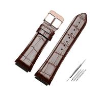 NCSAJCNX 22mm Blue Leather Watch Strap Compatible With GUESS W0040G3 W0247G3 W0040G7 Series Cowhide Watchband Men's Wrist Band Bracelet(Brown rose buckle)