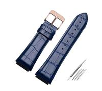 NCSAJCNX 22mm Blue Leather Watch Strap Compatible With GUESS W0040G3 W0247G3 W0040G7 Series Cowhide Watchband Men's Wrist Band Bracelet(Blue rose buckle)