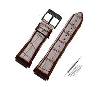 NCSAJCNX 22mm Blue Leather Watch Strap Compatible With GUESS W0040G3 W0247G3 W0040G7 Series Cowhide Watchband Men's Wrist Band Bracelet(Brown black buckle)