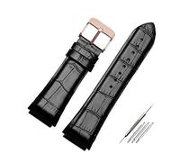 NCSAJCNX 22mm Blue Leather Watch Strap Compatible With GUESS W0040G3 W0247G3 W0040G7 Series Cowhide Watchband Men's Wrist Band Bracelet(Black rose buckle)