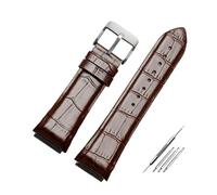 NCSAJCNX 22mm Blue Leather Watch Strap Compatible With GUESS W0040G3 W0247G3 W0040G7 Series Cowhide Watchband Men's Wrist Band Bracelet(Brown silver buckle)