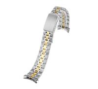 NCSAJCNX Curved End Metal Watchband Compatible With Tudor Princes 13 17mm 19 20mm Folding Buckle Men's Women's Solid Stainless Steel Strap Bracelet(Silver Gold,17mm)
