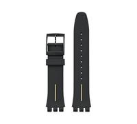 NCSAJCNX Soft Silicone Strap Compatible With Swatch Rubber Watch Straps Men's Women's Waterproof Sports Bracelet Wristband(Black Gold Yellow,20mm)