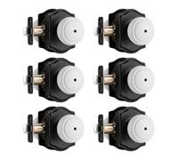 NCSEN White & Black Door Knobs with Camelot Trim, Coastal Knob Style Bathroom Door Knob with Turn Lock for Privacy, 6 Pack
