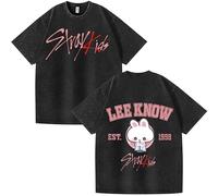 NCTCITY Men Women Distressed T-Shirts Unisex Short Sleeve Vintage Tee Tops Cute Cartoon Printed Cotton Casual Blouse Streetwear BangChan LeeKnow Changbin Hyunjin Han Felix Seungmin I.N