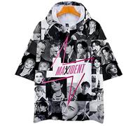 NCTCITY Men Women Hooded T-Shirts Unisex Short Sleeved Hoodie Tee Shirt MAXIDENT 3D Printed Hip Hop Tops Boys Girls Casual Loose Blouse BangChan Changbin Hyunjin Felix Jisung Minho