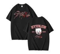NCTCITY Men Women T-Shirts Short Sleeve Tops Stray Kids Cute Cartoon Printed Unisex Tee Tops Casual Loose Blouse Streetwear for Teen BangChan Lee Know Changbin Hyunjin Han Felix Seungmin I.N