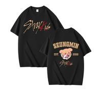 NCTCITY Men Women T-Shirts Short Sleeve Tops Stray Kids Cute Cartoon Printed Unisex Tee Tops Casual Loose Blouse Streetwear for Teen BangChan Lee Know Changbin Hyunjin Han Felix Seungmin I.N