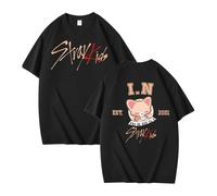 NCTCITY Men Women T-Shirts Short Sleeve Tops Stray Kids Cute Cartoon Printed Unisex Tee Tops Casual Loose Blouse Streetwear for Teen BangChan Lee Know Changbin Hyunjin Han Felix Seungmin I.N