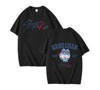 NCTCITY Men Women T-Shirts Short Sleeve Tops Stray Kids Cute Cartoon Printed Unisex Tee Tops Casual Loose Blouse Streetwear for Teen BangChan Lee Know Changbin Hyunjin Han Felix Seungmin I.N