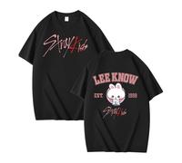 NCTCITY Men Women T-Shirts Short Sleeve Tops Stray Kids Cute Cartoon Printed Unisex Tee Tops Casual Loose Blouse Streetwear for Teen BangChan Lee Know Changbin Hyunjin Han Felix Seungmin I.N