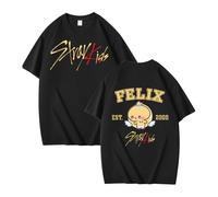 NCTCITY Men Women T-Shirts Short Sleeve Tops Stray Kids Cute Cartoon Printed Unisex Tee Tops Casual Loose Blouse Streetwear for Teen BangChan Lee Know Changbin Hyunjin Han Felix Seungmin I.N