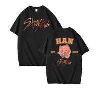 NCTCITY Men Women T-Shirts Short Sleeve Tops Stray Kids Cute Cartoon Printed Unisex Tee Tops Casual Loose Blouse Streetwear for Teen BangChan Lee Know Changbin Hyunjin Han Felix Seungmin I.N