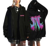 NCTCITY Women Y2k Zip Up Hoodie Unisex Hooded Sweatshirts Merch 樂-STAR Casual E-Girl 90s Oversized Jacket Harajuku Streetwear Outwear Top SKZ BangChan Changbin Hyunjin Han Felix