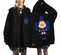 NCTCITY Y2k Zip Up Hoodie Hooded Sweatshirts KARMA Printed Merch Casual E-Girl 90s Jacket Black Streetwear Top Cute Cartoon Animal BangChan Lee Know Changbin Hyunjin Han Felix Seungmin I.N