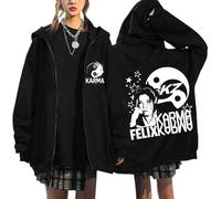 NCTCITY Y2k Zip Up Hoodie Hooded Sweatshirts Stray Kids KARMA Printed Merch Casual E-Girl 90s Jacket Black Streetwear Top BangChan Lee Know Changbin Hyunjin Han Felix Seungmin I.N