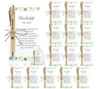 NCTNCX Farewell Gift Colleagues Set of 15 Good Luck Gifts with Lucky Pen, Ballpoint Pen, Thank You Card, Organza Bag, Clover Pendant, Farewell Colleague and for Employees, Teachers, etc