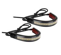 NCTPICLC 2 Pcs 12V LED Motorcycle Turn Signal Light & DRL Ring Fork Strip Lamp Flashing Blinker Amber White Moto Flasher Auto Accessories Headlight