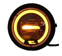 NCTPICLC Fog Passing Lights 12V Motorcycle 6.3inch Vintage Universal LED Headlight High Low Beam For Softtail For Choppers(Yellow light)