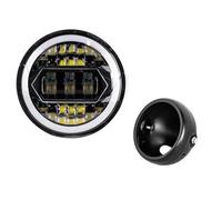 NCTPICLC Fog Passing Lights 5.75 Inch Motorcycle Led Headlight Universal 6.5" Round Head Light For Sportster For Cafe Racer For Suzuki(Lamp and Housing C)
