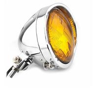 NCTPICLC Fog Passing Lights 5.75" Motorcycle Headlight Bottom Mount High/Low Beam For Cruiser For Chopper For Cafe Racer For Bobber(Chrome Amber)