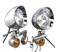 NCTPICLC Fog Passing Lights For Racer 1 Set Universal Chrome Motorcycle Spot Light With Turn Signal Indicator Auxiliary Drive Lamp