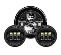 NCTPICLC Fog Passing Lights Motorcycle 7 Inch LED Headlight With 4-1/2" 4.5inch Auxiliary Fog Passing Light Mp For Touring For Electra For Glide(Black Lamp NO DRL)