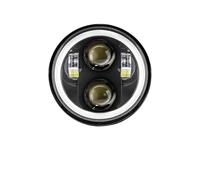 NCTPICLC Fog Passing Lights Motorcycle Headlight LED Projection Lamp With Angel Ring 12V For Motor For Sportster For Cafe For Racer For Bobber For Iron 883 For Dyna(Black)