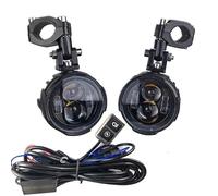 NCTPICLC Fog Passing Lights Pair 100W Motorcycle Headlight Fog Lights Led Auxiliary Driving Light Spotlight Headlamp Dual Color Flasher Moto Fog Lamp