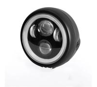NCTPICLC Fog Passing Lights Retro 6.5" Motorcycle LED Headlight High Low Headlamp Bulb DRL With Angel Ring For Sportster For Cafe Racer For Bobber For Iron 883(Light)