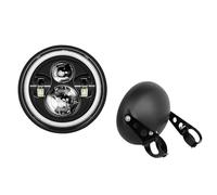 NCTPICLC Fog Passing Lights Universal 7.5" Round Head Light For Cafe Racer For Bobber 7inch LED Motorcycle (7.5 all set B)