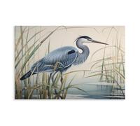 NCUDANK Blue Heron Abstract Canvas Poster Wall Art Decor Print Picture Paintings for Living Room Bedroom Decoration 12x18inch(30x45cm)