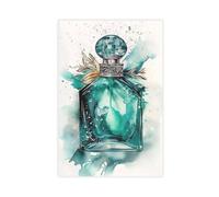 NCUDANK Designer Perfume Bottle Teal Canvas Poster Bedroom Decor Landscape Office Room Decor Gift 12x18inch(30x45cm)