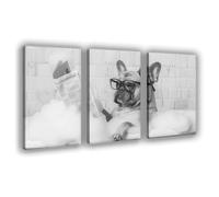 NCUDANK French Bulldog in The Bathtub Canvas Poster Wall Art Decor Print Picture Paintings for Living Room Bedroom Decoration 16x24inch(40x60cm)