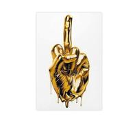 NCUDANK Golden Middle Finger Gesture Canvas Poster Bedroom Decor Landscape Office Room Decor Gift 16x24inch(40x60cm)