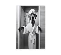 NCUDANK Great Dane in The Bathroom Canvas Poster Wall Art Decor Print Picture Paintings for Living Room Bedroom Decoration 12x18inch(30x45cm)