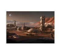 NCUDANK Mars Settlement Abstract Canvas Poster Bedroom Decor Landscape Office Room Decor Gift 12x18inch(30x45cm)