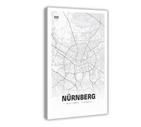 NCUDANK Nuremberg City Map Canvas Poster Wall Art Decor Print Picture Paintings for Living Room Bedroom Decoration 16x24inch(40x60cm)