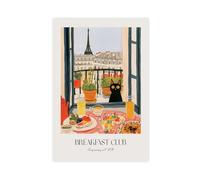 NCUDANK Paris Breakfast French Cafe with Cat Vintage Art Poster Canvas Poster Bedroom Decor Landscape Office Room Decor Gift 08x12inch(20x30cm)