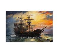 NCUDANK Pirate Ship Abstract Art Canvas Poster Bedroom Decor Landscape Office Room Decor Gift 16x24inch(40x60cm)