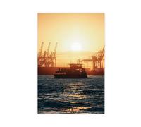 NCUDANK Ships at Sunset Canvas Poster Bedroom Decor Landscape Office Room Decor Gift 20x30inch(50x75cm)