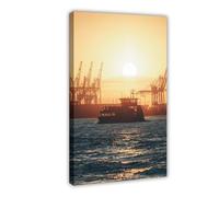 NCUDANK Ships at Sunset Canvas Poster Wall Art Decor Print Picture Paintings for Living Room Bedroom Decoration 08x12inch(20x30cm)